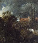 John Constable View into a Garden in Hampstead with a Red House beyond oil painting picture wholesale
